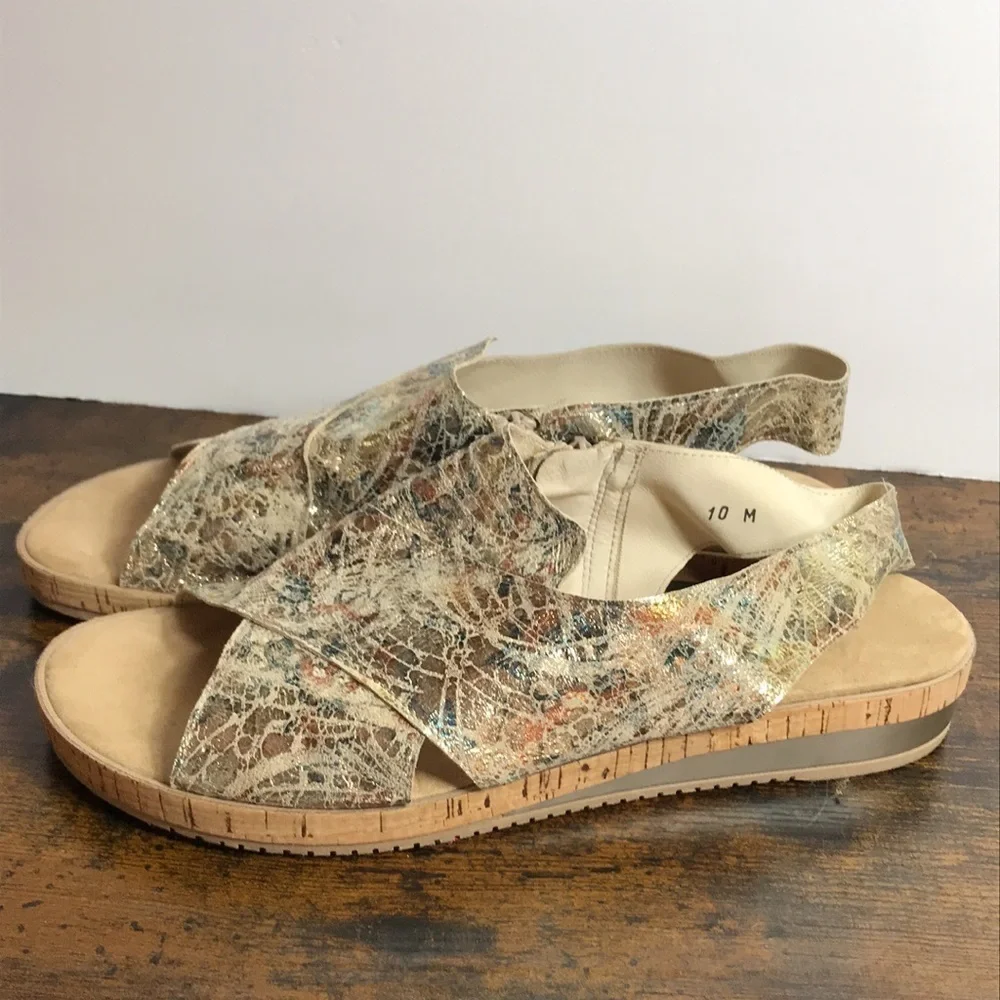 Sesto Meucci Sylke Crisscross Womens Multi Color Metallic Sandals size 10
